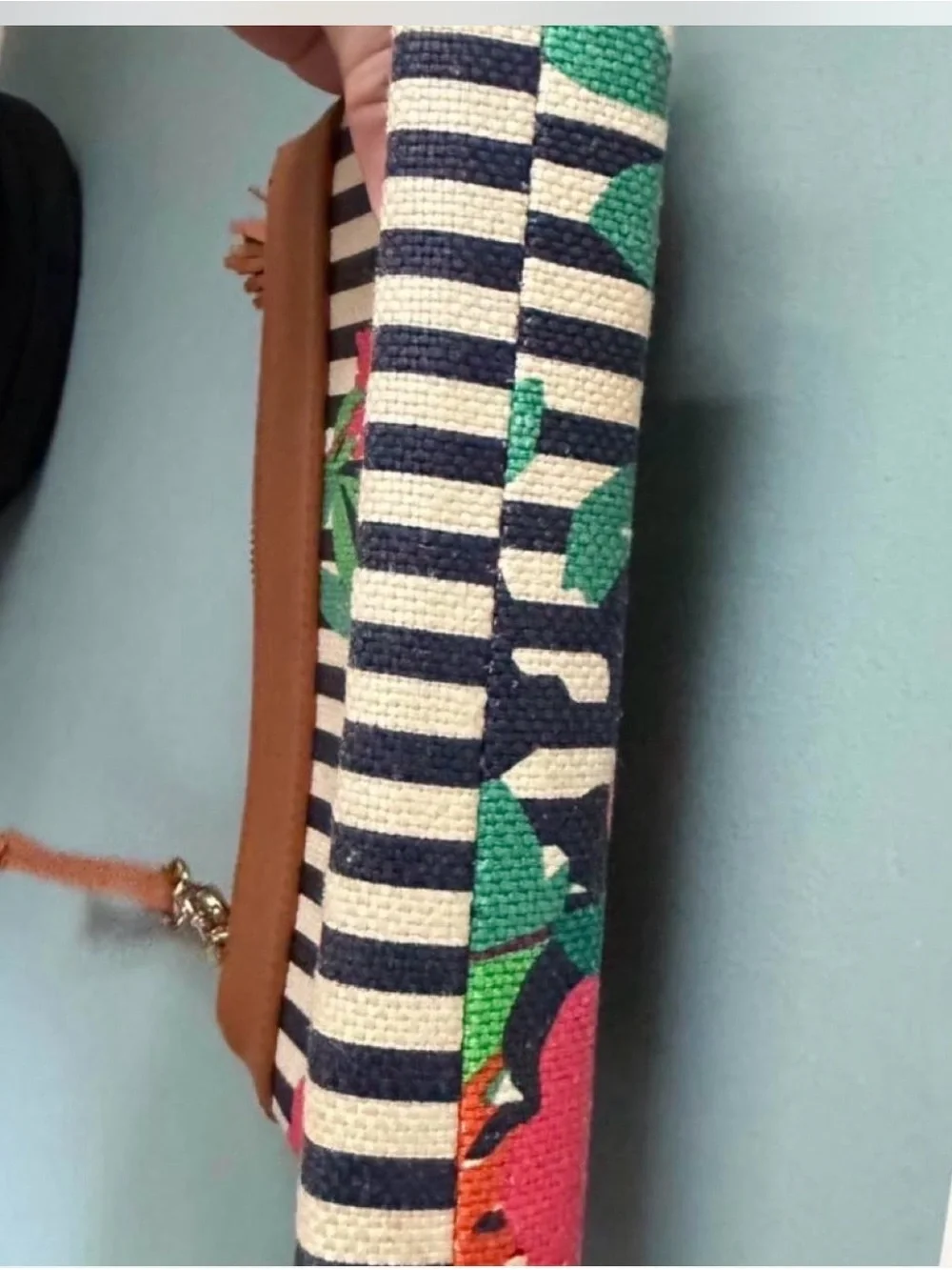 Floral Canvas Zip Wallet with Tan Trim BRAND IS SPARTINA